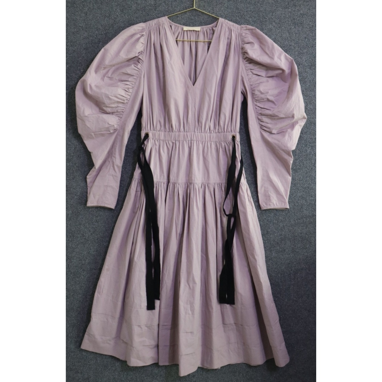 Ulla Johnson Althea Midi Dress Size 2 Tanzanite Frock Drape Sleeve Euc Grosgrain